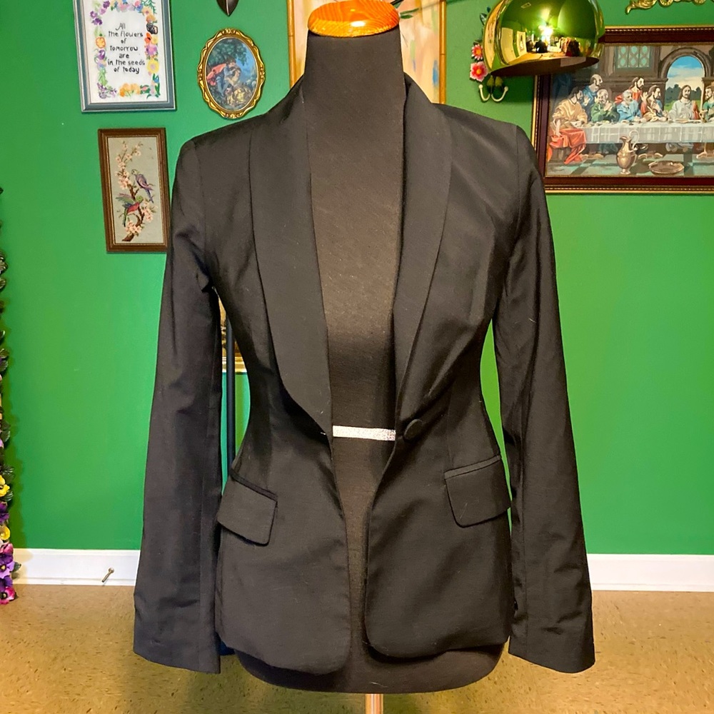 Bebe Blazer Tuxedo Jacket Size 0 Black Workwear